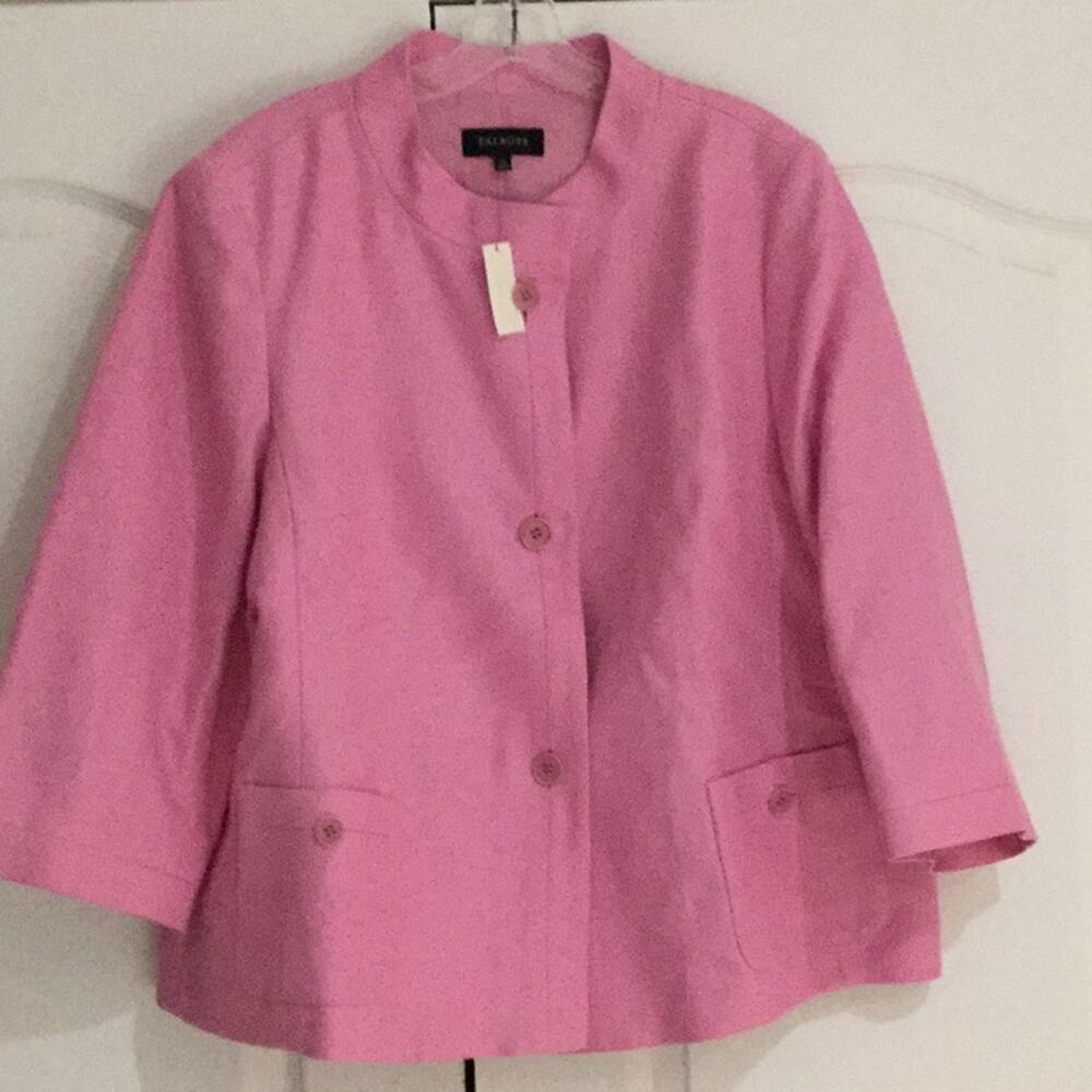 Talbots 20 pink linen lined jacket NWT 3/4 sleeve